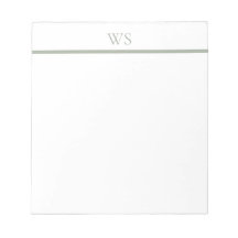 Sage Green Bar Monogram Personalized Notepad