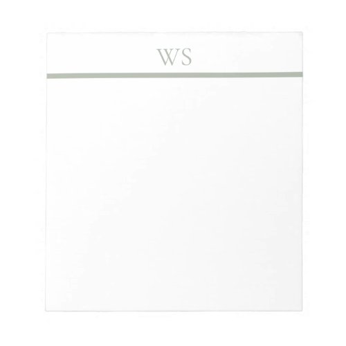 Sage Green Bar Monogram Personalized Notepad