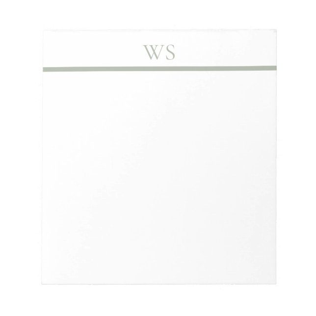 Sage Green Bar Monogram Personalized Notepad (Front)