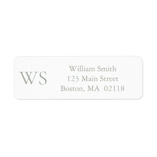 Sage Green Bar Monogram Return Address Label