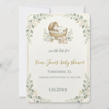 Sage Green Bassinet Baby Shower Save the Date