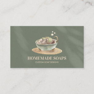 Sage Green Bath Tub Bubbles Soy Wax Soap Business Card