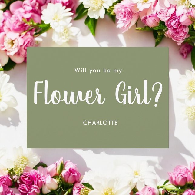Sage Green Be My Flower Girl Script  Invitation (Creator Uploaded)