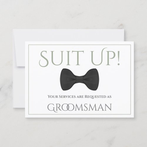 Sage Green Be My Groomsman Fun Bow Tie Card