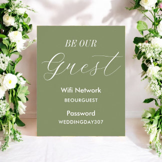 Sage Green Be Our Guest WiFi Wedding Sign