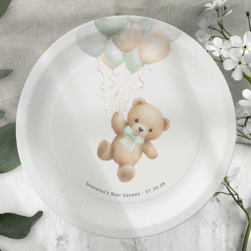 Sage Green Bearly Wait Gender Neutral Shower Paper Plates