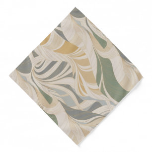 Sage Green Beige Abstract Foliage Pocket Square Bandana