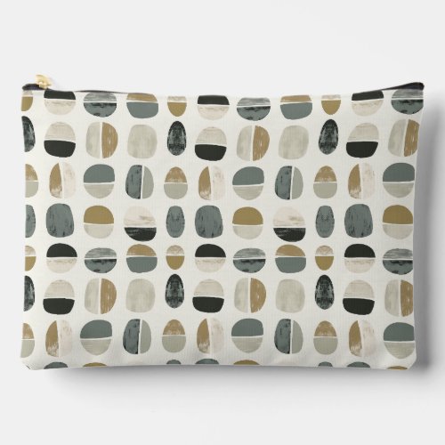 Sage Green  Beige Bohemian Style Abstract Accessory Pouch