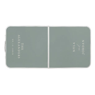 Sage Green & Beige Custom Wedding Personalized Beer Pong Table
