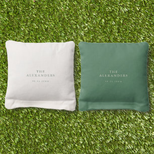 Sage Green & Beige Custom Wedding Personalized Cornhole Bags