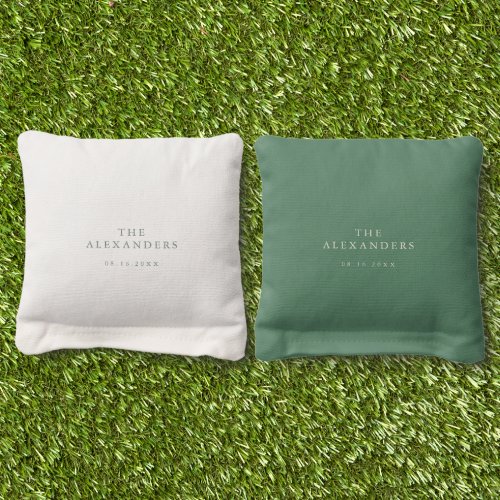Sage Green & Beige Custom Wedding Personalized Cornhole Bags
