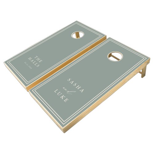 Sage Green & Beige Custom Wedding Personalized Cornhole Set