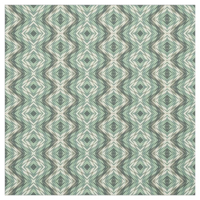 Sage Green Beige Gray Brown Aztec Mosaic Pattern Fabric (Swatch)