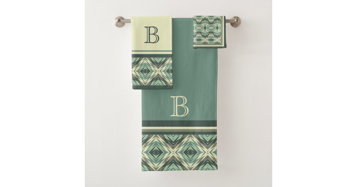 Sage Green Beige Grayish Brown Ethnic Look Custom Bath Towel Set Zazzle