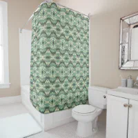 Geometric Pattern Shower Curtain Set Indian Bohemian Ethnic