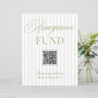 Sage Green & Beige Honeymoon Fund QR Code Sign