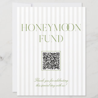 Sage Green & Beige Honeymoon Fund QR Code Sign