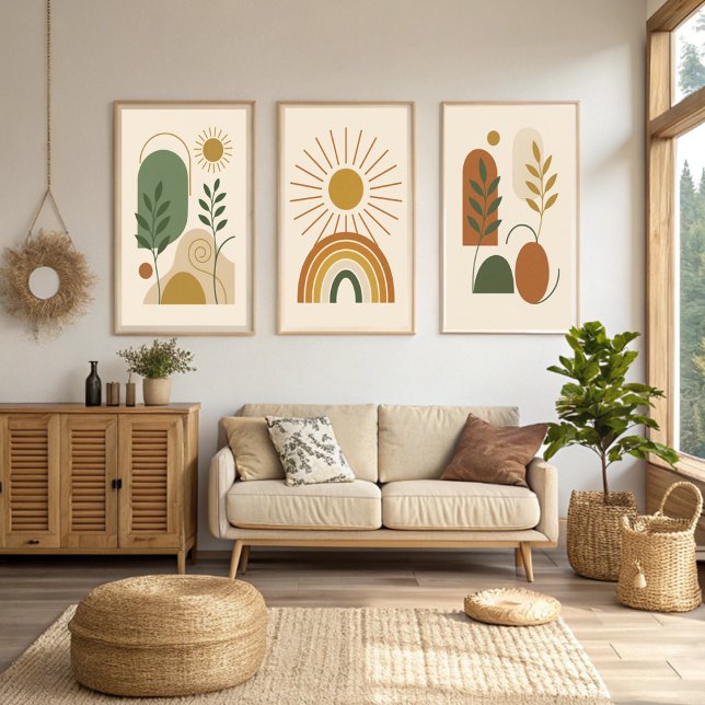 Sage Green & Beige Minimalist Botanical Boho Wall  Poster (Creator Uploaded)