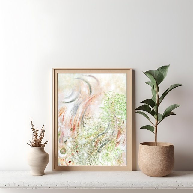 Sage Green Beige Modern Abstract Art Poster (Creator Uploaded)