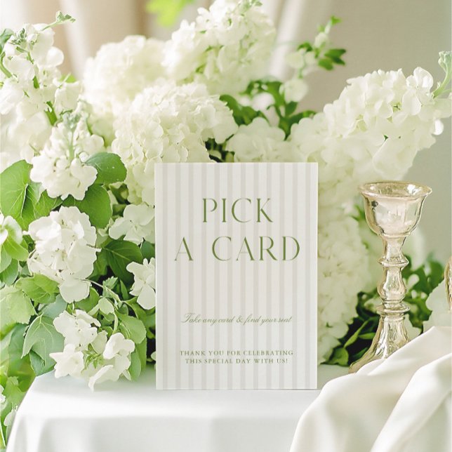 Sage Green & Beige Pick a Card  Wedding Sign (Sage Green & Beige Pick a Card Wedding Sign)