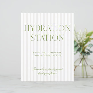 Sage Green & Beige Stripe Hydration Station Sign