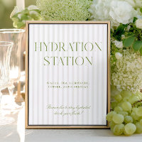 Sage Green & Beige Stripe Hydration Station Sign