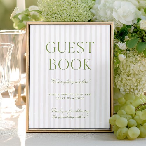 Sage Green &amp; Beige Wedding Guest Book Sign