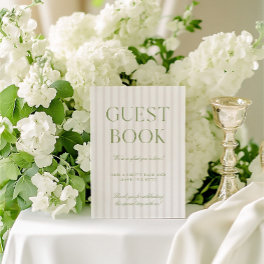 Sage Green & Beige Wedding Guest Book Sign Invitation