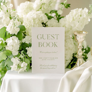 Sage Green & Beige Wedding Guest Book Sign Invitation