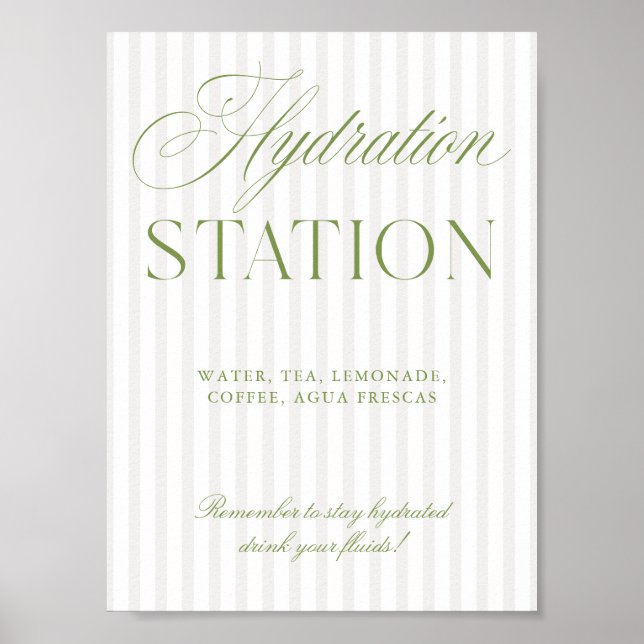 Sage Green & Beige Wedding Hydration Station Sign (Front)