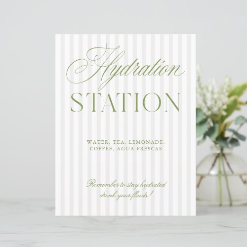 Sage Green &amp; Beige Wedding Hydration Station Sign