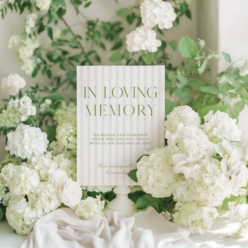 Sage Green & Beige Wedding In Loving Memory Sign Invitation Sage Green & Beige Wedding In Loving Memory Sign Invitation