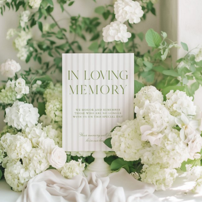 Sage Green & Beige Wedding In Loving Memory Sign Invitation (Sage Green & Beige Wedding In Loving Memory Sign)