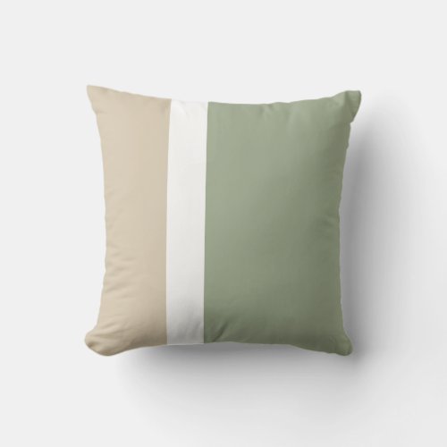 Sage Green Beige White Color Block Minimalist  Throw Pillow
