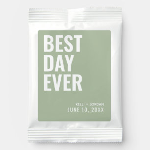 Sage Green Best Day Ever Wedding Favor Drink Mix