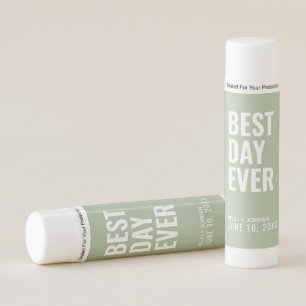 Sage Green Best Day Ever Wedding Favor Lip Balm