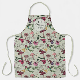 Sage Green Best Mom Ever Flowers & Hummingbird Apron