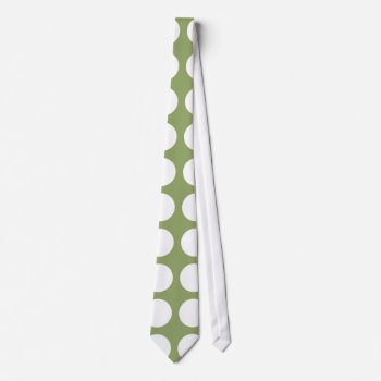 Sage Green & Big White Polka Dots Tie by Birthday_Party_House at Zazzle