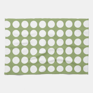 Sage Green & Big White Polka Dots Towel