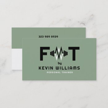 Sage Green  Black And White Fitness Trainer Business Card by artOnWear at Zazzle
