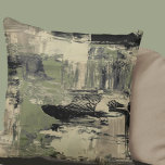 Sage Green & Black Artistic Abstract Painting Throw Pillow<br><div class="desc">Stylish throw pillow features an artistic abstract painting design in a sage green and black color palette with sandy beige and tan accents. An artistic abstract painting design built on combinations of layered painting texture resulting in an interesting abstract painting pattern. The earthy neutral design elements with sage green highlights...</div>