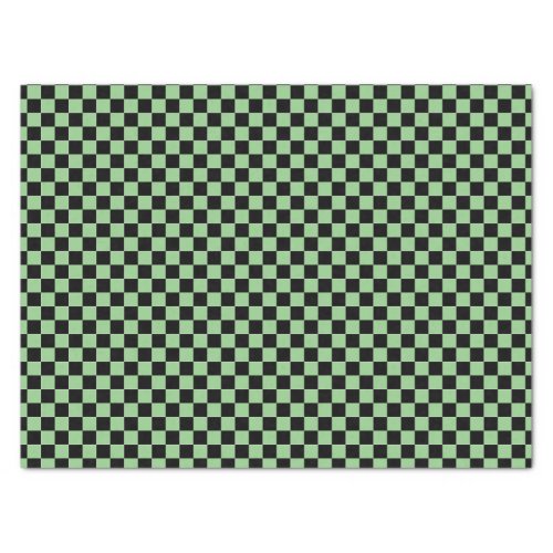 Sage Green Black Checkerboard Camouflage Pattern Tissue Paper