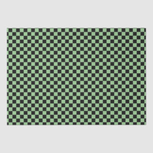 Sage Green Black Checkerboard Camouflage Pattern Tissue Paper