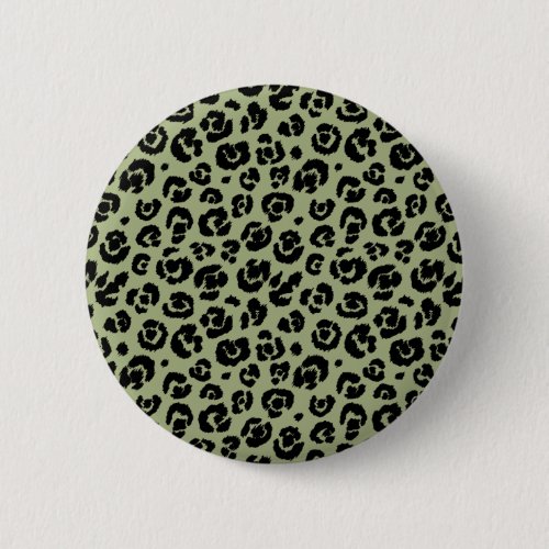 Sage Green Black Leopard Print Button