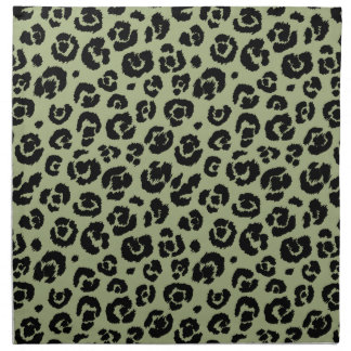 Sage Green Black Leopard Print Napkin