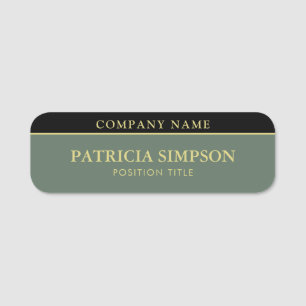 Sage Green Black Luxury Elegance Name Tag