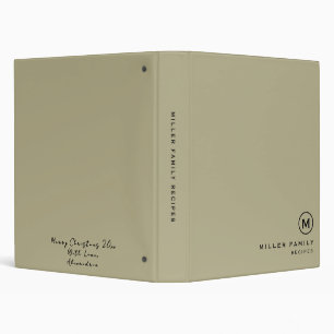 Sage Green Black Monogram Family 3 Ring Binder