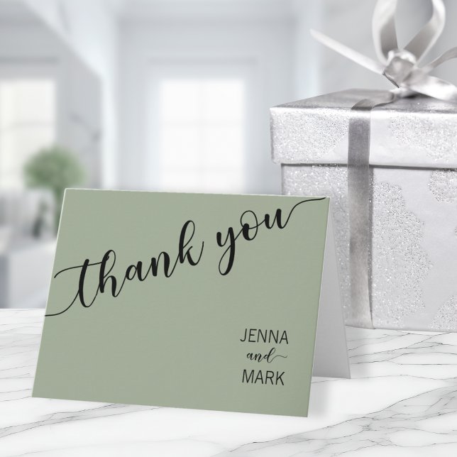 Sage Green Black Script Love Thank You (Creator Uploaded)