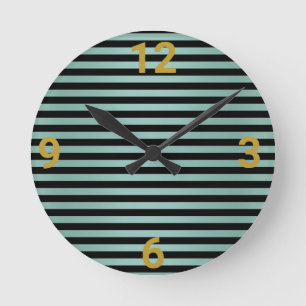 Sage Green Black Stripe Wall Clock