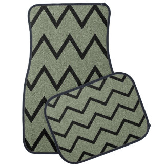 Sage Green & Black Zigzag Car Floor Mat